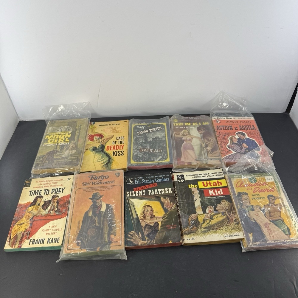 Vintage Paperback Book Lot Pulp Mystery Romance Western Perry Mason